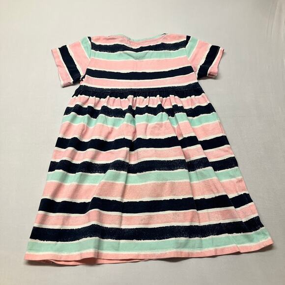 bluezoo Empire Waist Cotton Striped T-Shirt Dress Blue Pink Green Size 5-6 - Picture 7 of 7